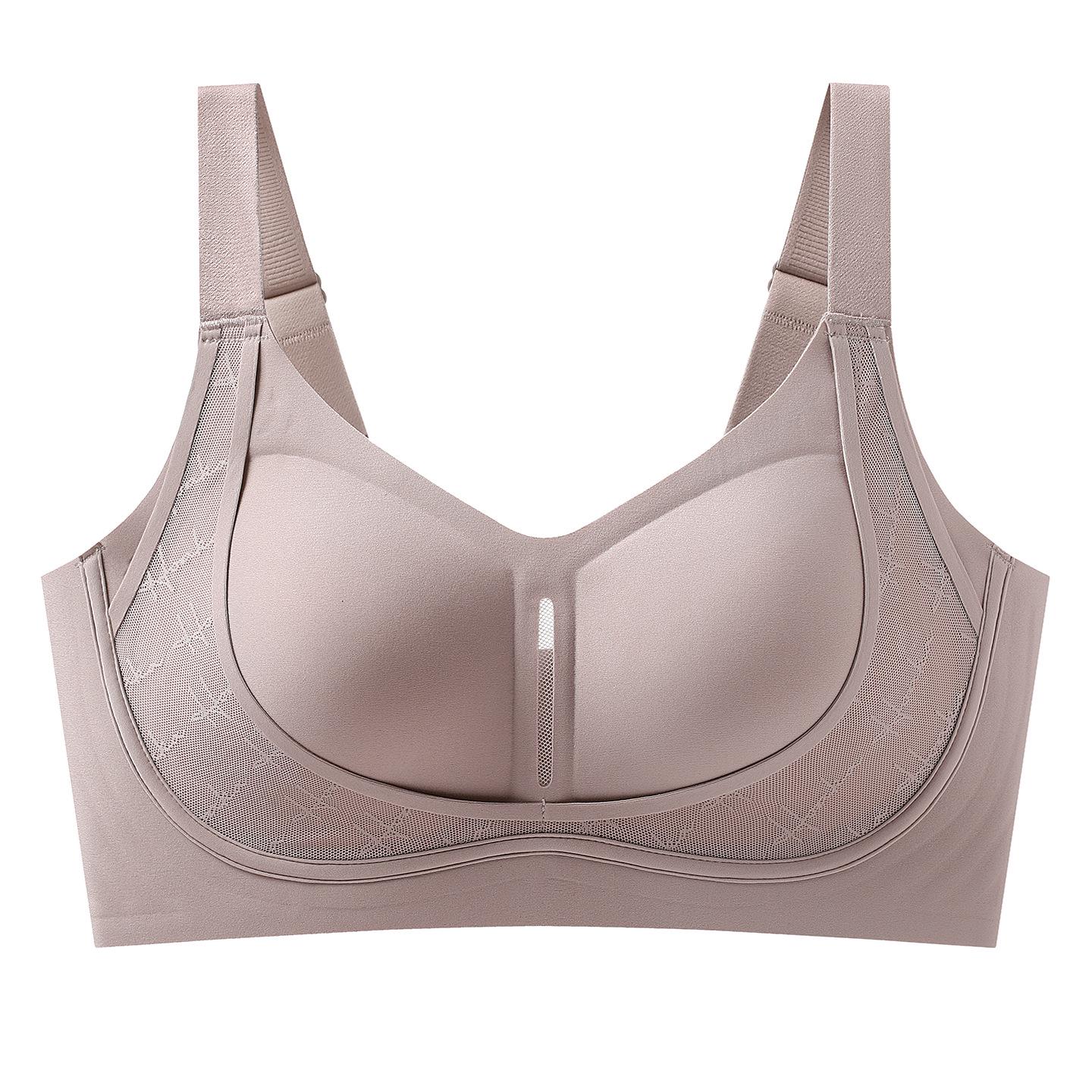 

Женский бесшовный утягивающий спортивный бюстгальтер с боковой поддержкой и фиксированными чашками против провисания для большой груди - Большой размер, красивый дизайн спины 5XL (46/105) фиолетовый/серый