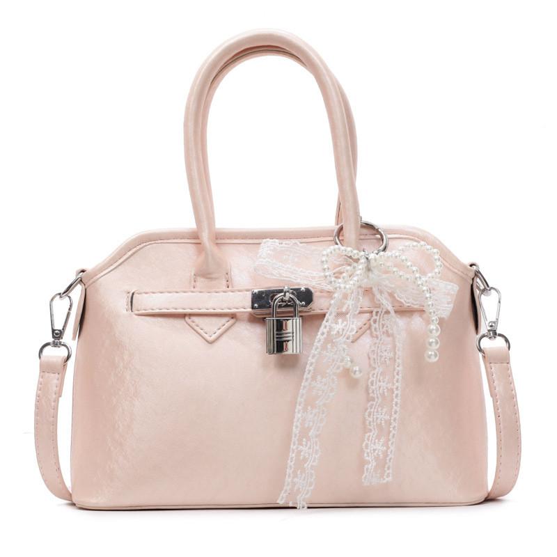 Ribbon Bow Pu Womens Office Handbag With Top Zip Closure For Daily Casual Use