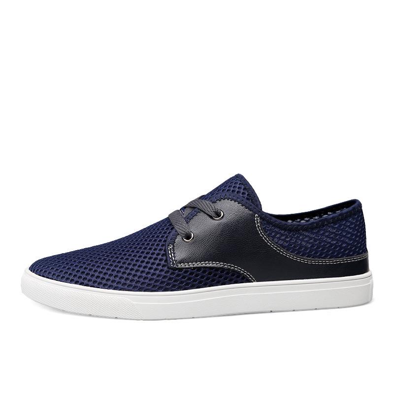 Men s Summer Breathable Mesh Lace-Up Casual Shoes with Hollow Design 41 синий