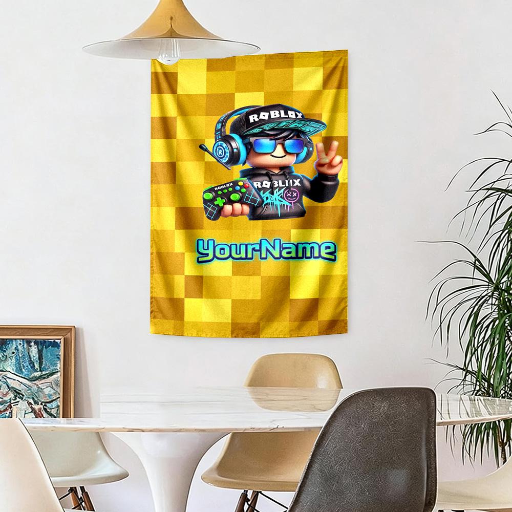 Roblox Custom Dit Navn Vægdekoration Vægtæppe Kunst Til Kæledyrs Mindesmærke Fødselsdag Bryllupsfest Baggrund Familiegave