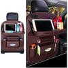 Car Seat Back Organizer, Leather Vehicle Seatback Storage Pocket With Foldable Table Tray, Multifunctional Automotive Backseat Protectors Kick Mats