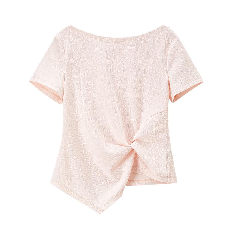 Women s One-Shoulder Knit Knot Detail T-Shirt M