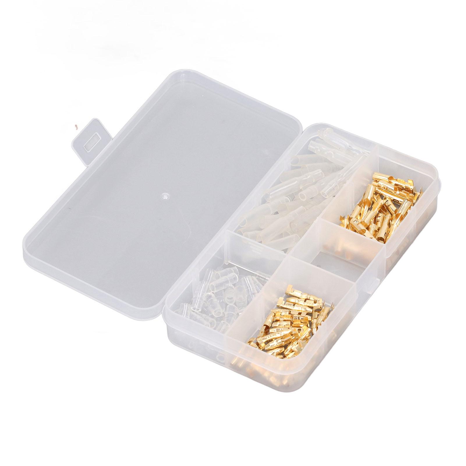 

120Pcs Motorcycle Connector Kit Electrical Crimp Terminal Wiring Bare Male Female with Insulation Cover 3.5mm Gold