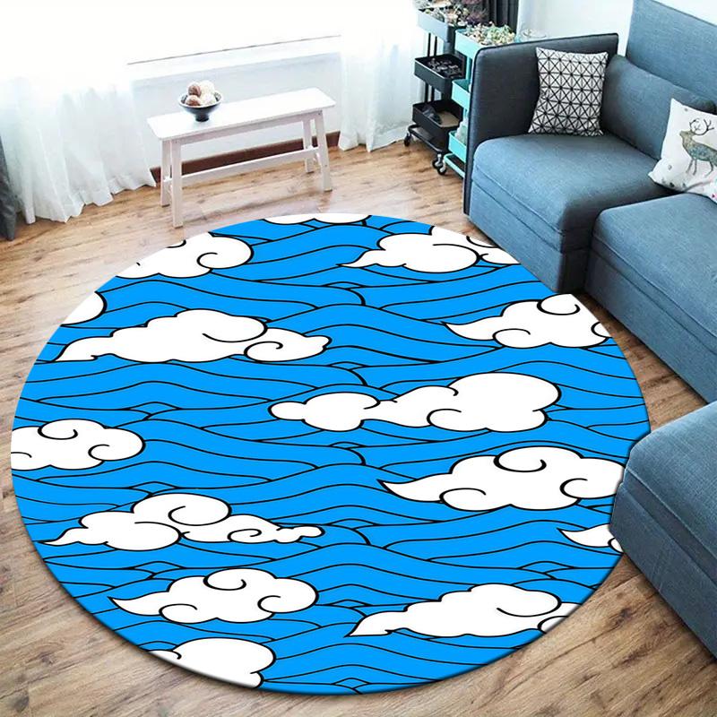 Demon Slayer Art Round Area Rug Carpet Rug For Living Room Bedroom Sofa Playroom Decor Nonslip Floor Mat