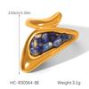 Three Kinds Of Stainless Steel Rings Geometric Shape Gold Plated Broken Pattern Lapis Lazuli Ring Finger Decoration Accessories