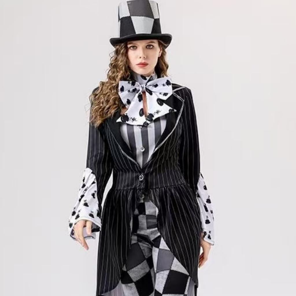 Alice Mad Hatter Plaid Dress Suit, Halloween Stage Drama Role Play Costume