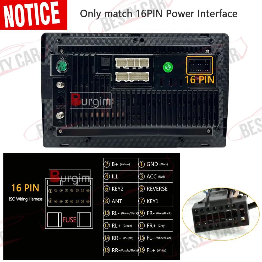 16pin Car Radio Stereo Power Retrofit Wiring Harness Cable Adapter for Honda Civic 1.5T 2016-2021 CRV CR-V 2017-2022 Breeze 2020+ High Trim Support