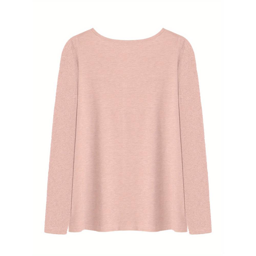 European and American women's large-size fashion casual V-neck long-sleeved bottom T-shirt