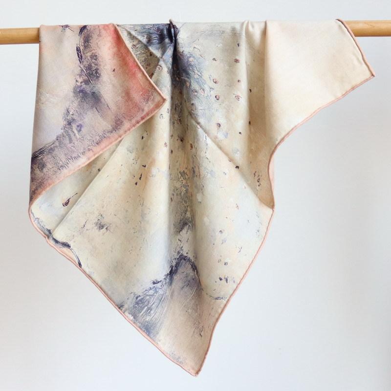 Oil painting classic 70 silk wool square scarf silk wool scarf versatile mulberry silk double-sided heterochrome square scarf shawl silk scarf 65*65cm