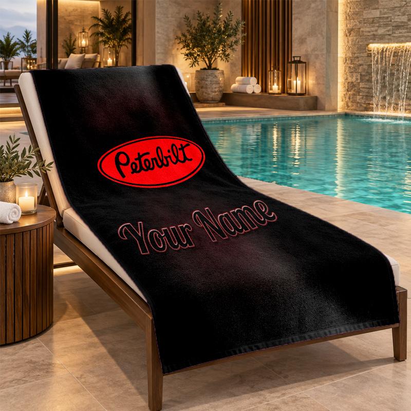 Custom Name Peterbilt Beach Towel Personalized Text Soft Towel Swimming Travel Bath Gift