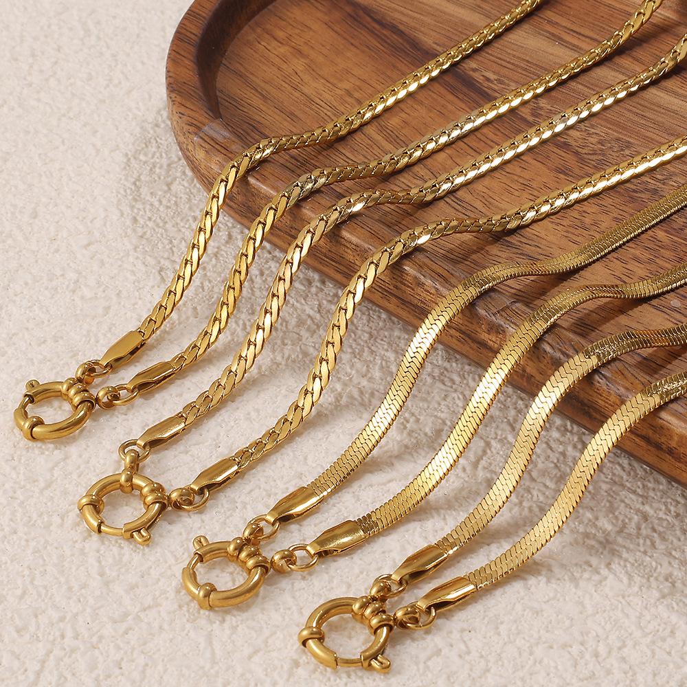 Europäische Retro 18K Gold Halskette für Damen - Hochwertiger schlichter Stil mit vielfältigen Designs und Edelstahlkette