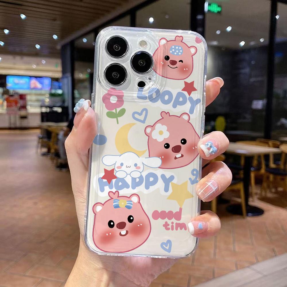 

Pink Beaver Loopys Phone Case for iPhone 17 Air 16 15 14 Plus 13 12 11 Pro Max X Xs XR 8 e Soft TPU Transparent Cover iPhone 15 Pro Max