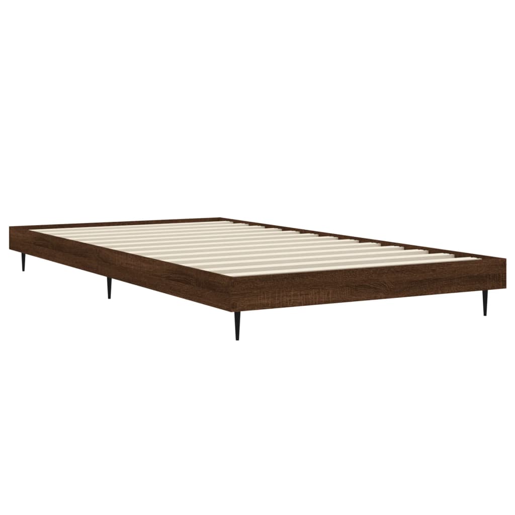Bed Frame Without Mattress Brown Oak Look 90 X 200 Cm Wood Based Material