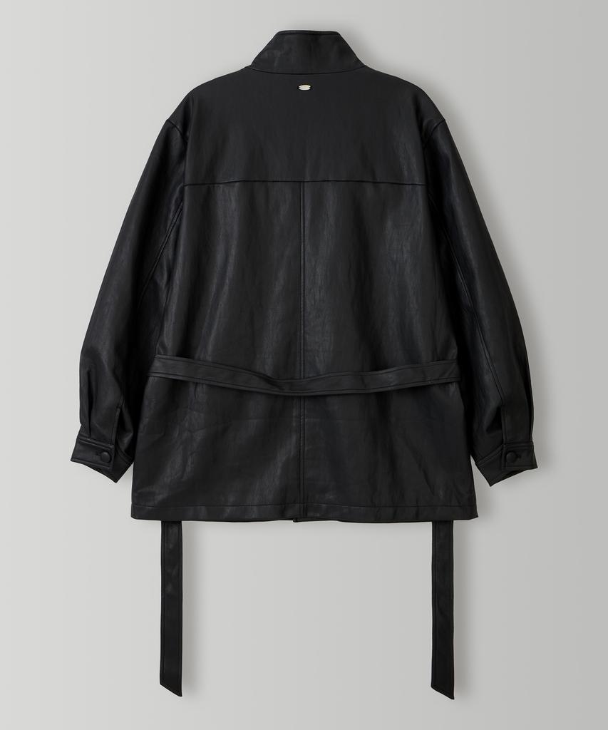 CHERI AUBE Roman Half Leather Jacket - Black