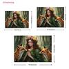 2D Fantasy Nature Backdrop Forest Goddess with Red Foxes Photo Background