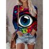 Womens Casual Abstract Print Long Sleeve Crew Neck T-Shirt 3D Effect 2025 Comfort Fit