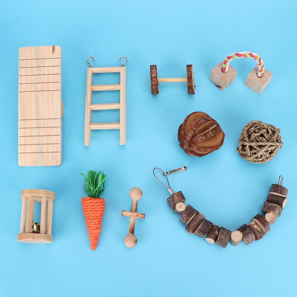 Natural Wooden Hamster Chinchillas Chewing Biting Playing Teeth Care Toys Accessories10PCS