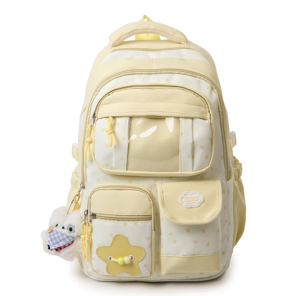 Sac d'écolejk splicing transparent sac à pain nouveau sac d'école double couche multi-poches sac à dos de voyage pour élève de collège fille collège