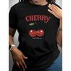 Dames T-shirt met Kersenpatroon Print Casual Basic Top
