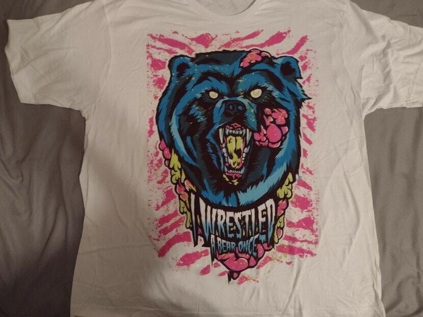 New Iwrestledabear wbr/ once Band Full Size White Cotton Unisex T-Shirt XXXXL