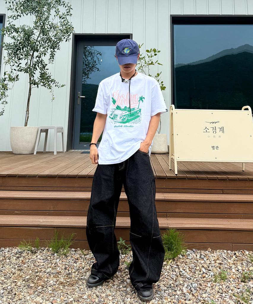 Osillos C97 Surfing Car Oversized Short Sleeve T-Shirt_White
