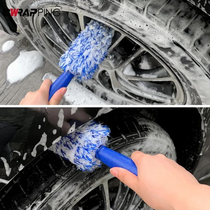 Car Tyre Cleaning Brush Anti-skid Handle Detailing Brush Microfiber Detachable Cleaning Car Wash Assistant for Auto Accessories