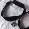 Gothic Black Velvet Choker with Heart and Spade Baroque Pattern
