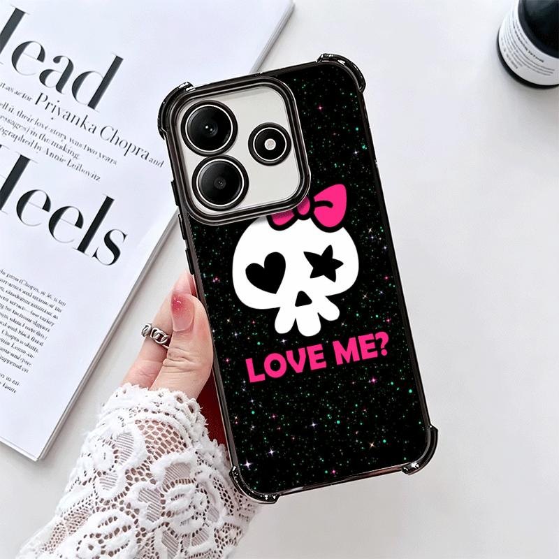 Sweet And Edgy Cartoon Skeleton Soft Phone Case For Xiaomi Redmi Note 14 15 Pro Plus 13 12 11S 11T 5G 10 9S 9 Plating Anti-Fall