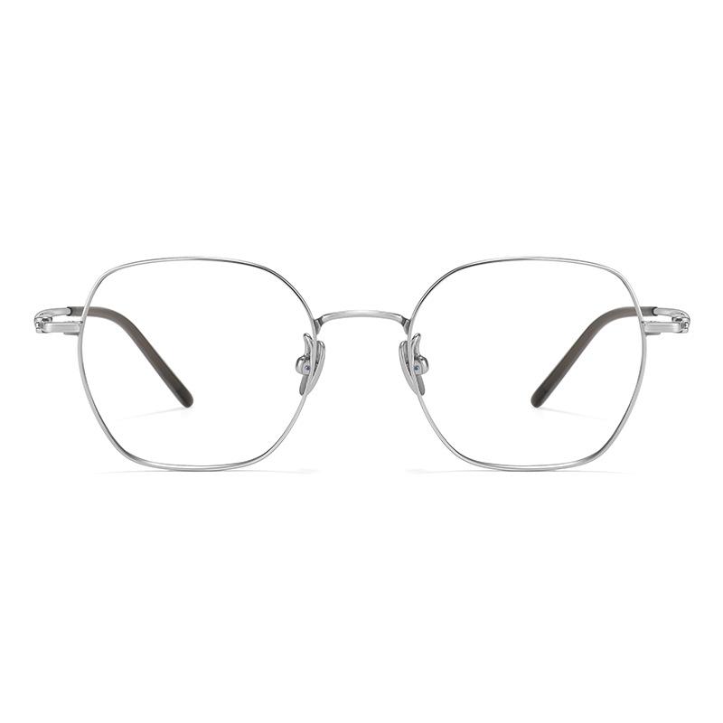 Cool and elegant pure titanium silver frame small glasses for women with small faces, suitable for high prescriptions18083Polygonal titanium frame