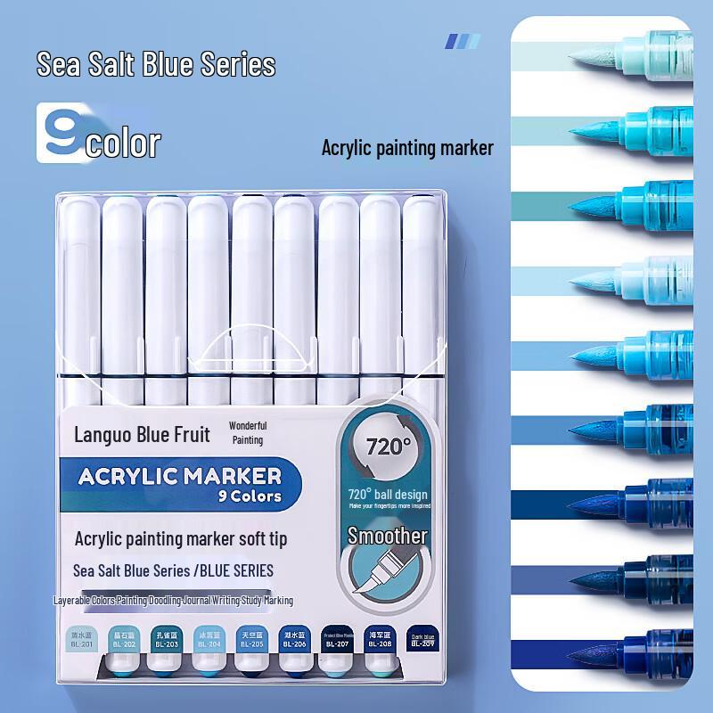 Blue Fruit Liquid Acrylic Brush Markers - Student Art Set