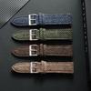 Vintage-Armband aus echtem Leder, Tweed und Nylon (18 mm, 20 mm, 22 mm) mit Schnellverschluss für Omega- und Seiko-Smartwatches