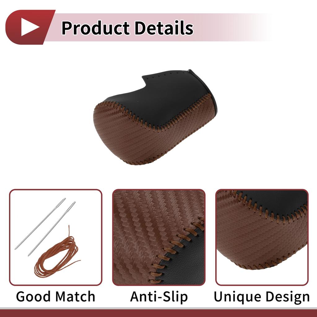 Hihaha Honda Compatible Accord 8 Gear Shift Knob Cover Car Stick Shift Handle Protector Black Brown Faux Leather Anti-Slip