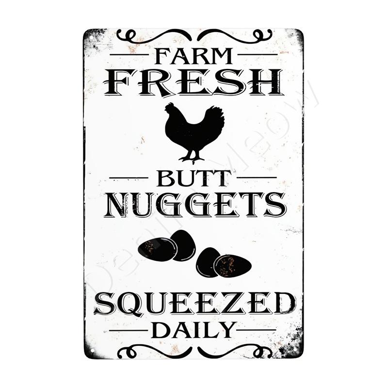 The Fluffy Butt Hut Vintage Retro Metal Sign Hot Chicks Funny Wall Art Sign Welcome To Our Coop Kitchen Farmhouse Wall Decor