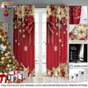 2pcs Christmas ball bow red printed blackout curtains multiple size living room insulation holiday decoration   machine washable