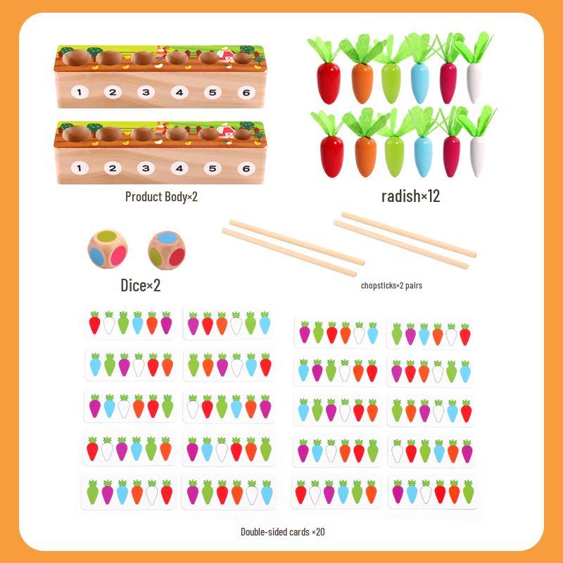 Montessori Radish Pulling Puzzle: Fine Motor Skill Toy for Ages 2-5