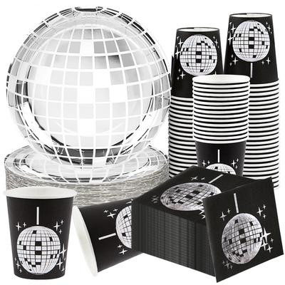 Disco Bol Thema Feest Wegwerpservies Papieren Bord Beker Servetten Bruiloft 70s Verjaardagsfeest Decoratie Vrijgezellenfeest Benodigdheden