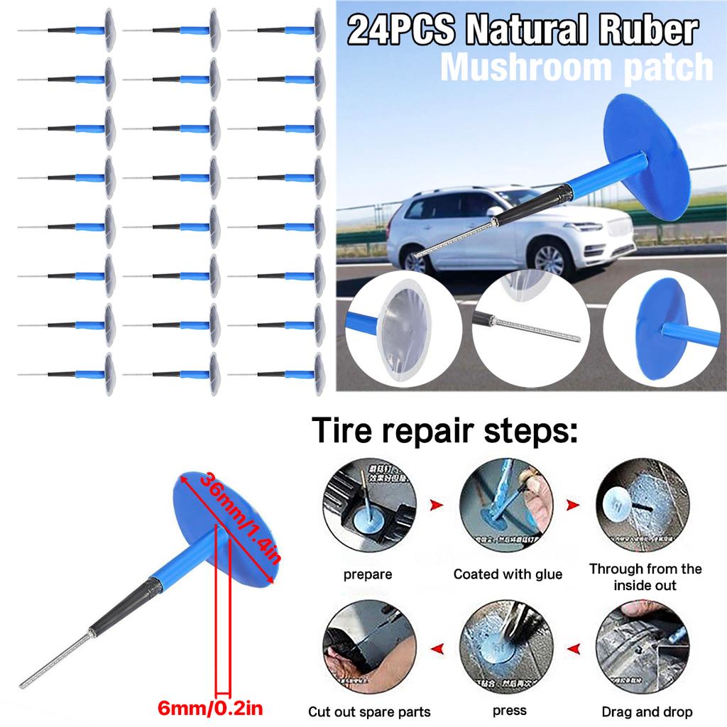 24Pcs Pilz Plug Patch Auto Tubeless Reifen Pannenreparatur Wired 6mm Pilz Plug Patch Reifen Plug Patch Reifenreparatur Patch Plug
