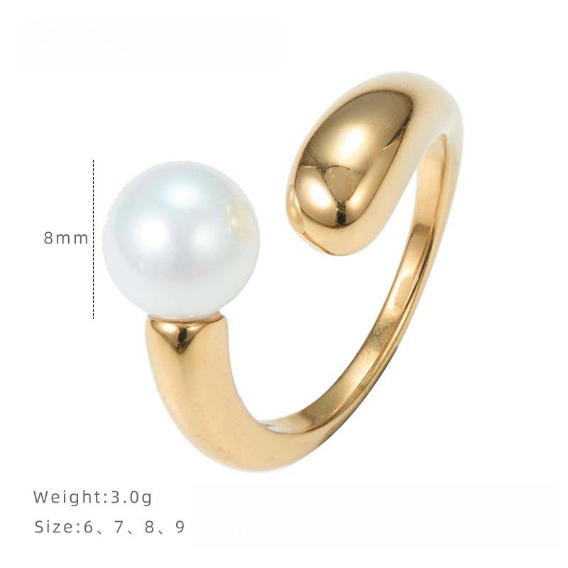 

Кольцо с открытым жемчугом Титановая сталь Гальваническое покрытие Кольцо для ношения в несколько рядов Женский нишевый дизайн Продвинутый стиль 6