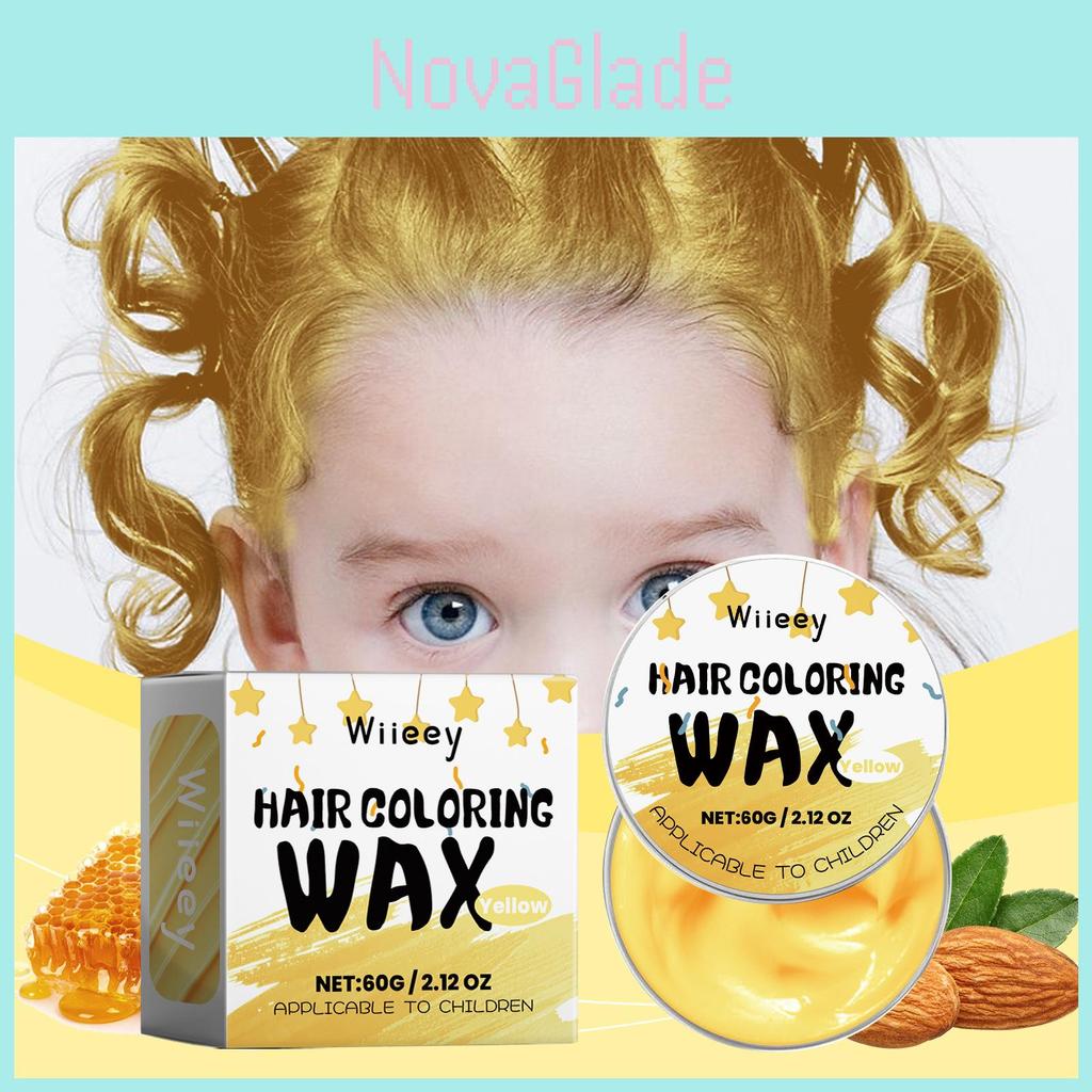 Wiieey Yellow Children's Colorful Hair Wax Natural Nourishing Lasting Color Safe Styling