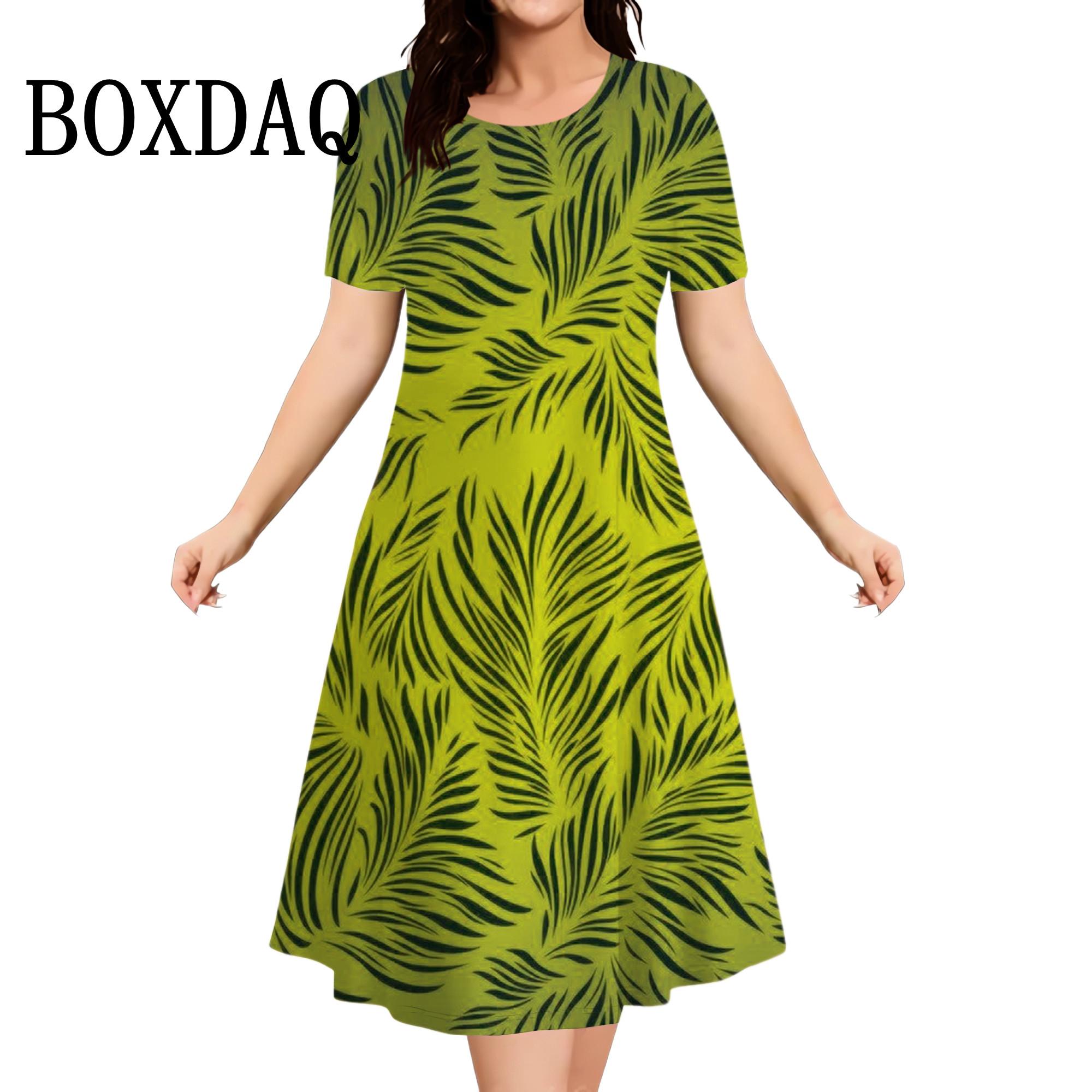 

Summer Flowers Women Casual Fashion Plus Size Round Neck Loose Dress 8XL
