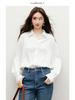 Hongxiu 2025 Glossy Lapel Drape Acetate Top - Spring/Autumn Women's Fashion Shirt