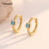 14K Gold Plated Brass Round Huggie Hoops Earrings,Women Zircon Circle Piercing Earrings Fashion Party Zircon Accessories