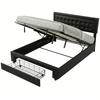 PU Leather King Size Ottoman Bed Frame, with Front Drawer - Black