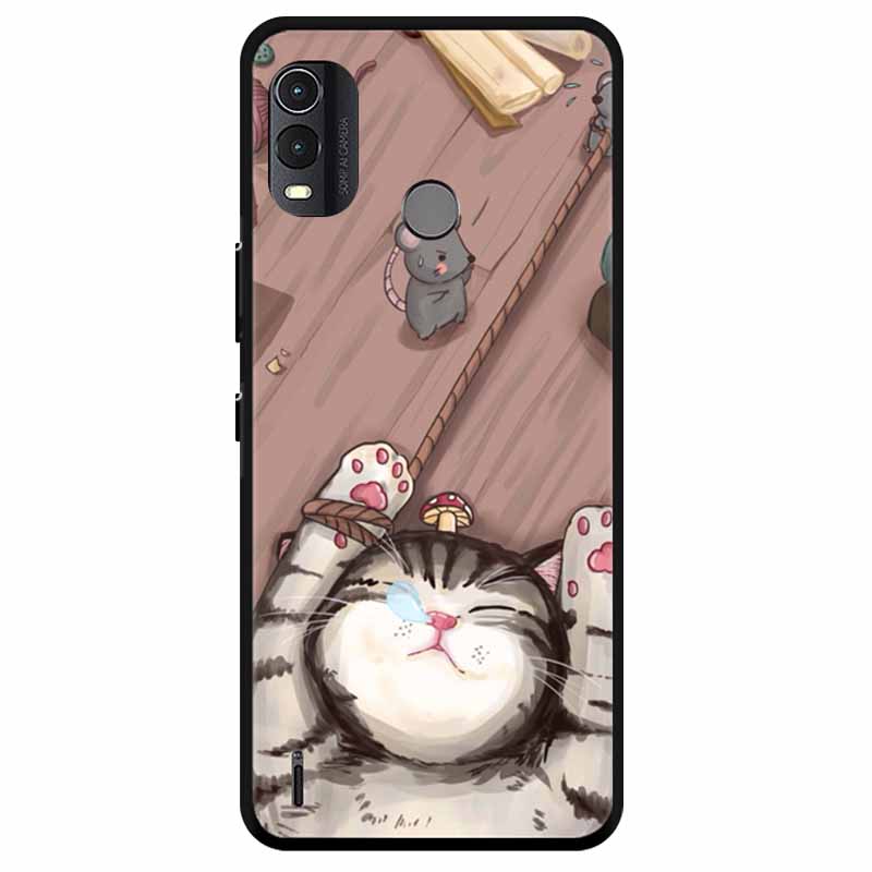 Soft Silicone Cover For Nokia C22 Case 2023 TPU Wolf Lion Painted Black Phone Coque for Nokia C22 C 22 4G Black For NokiaC22