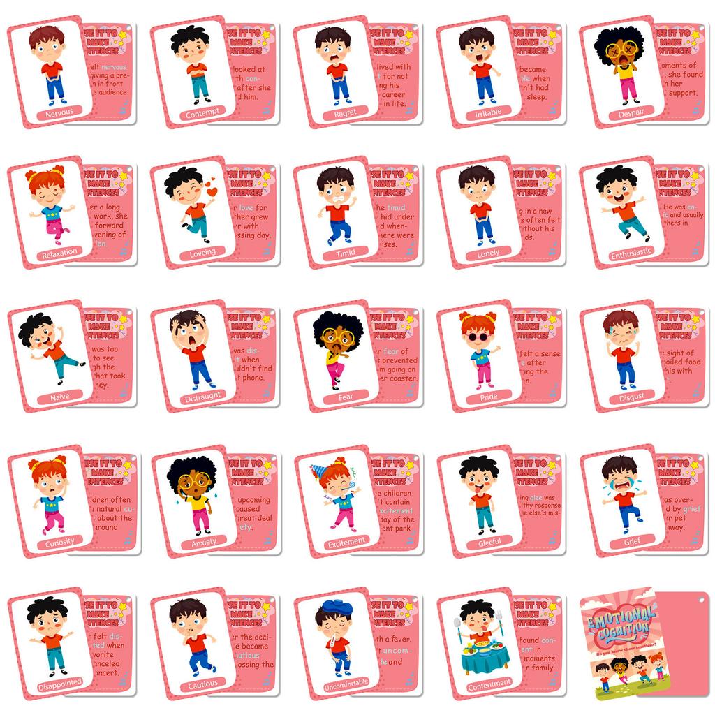 45 Emotional Cognition Cards Children'S Early Education Puzzle Parent-Child Interactive Education Cards
