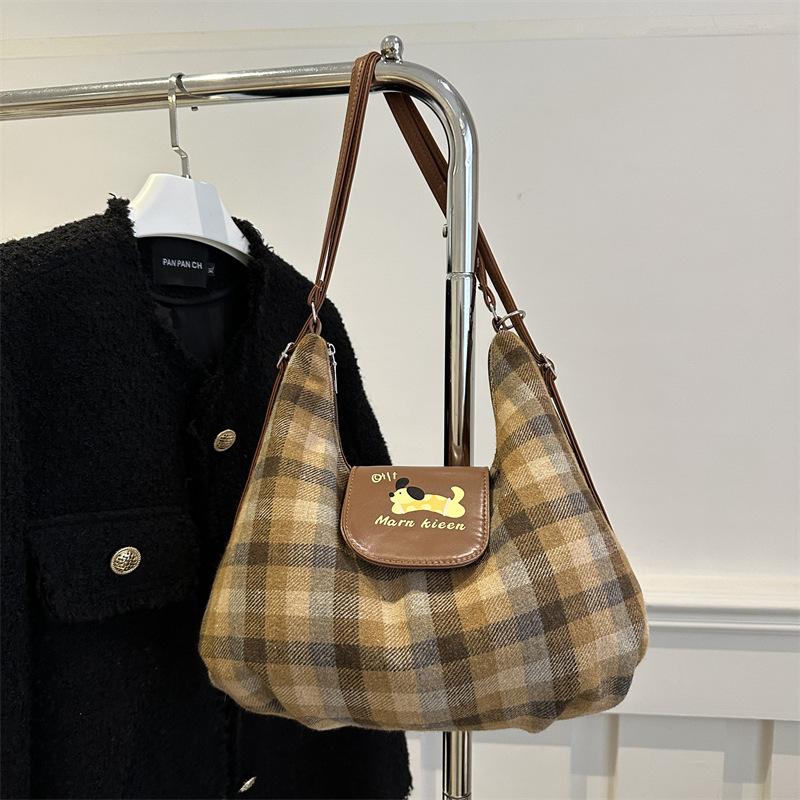 

Клетчатая сумка в горошек Cloud Bag Большая вместимость Рюкзак в студенческом стиле Сумка-тоут для поездок на работу Сумка через плечо Женская сумка