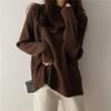 Pull à col roulé style décontracté Automne Hiver Design-orienté Lâche Épaissi Tricot Rouge Top de niche Vêtements pour femmes
