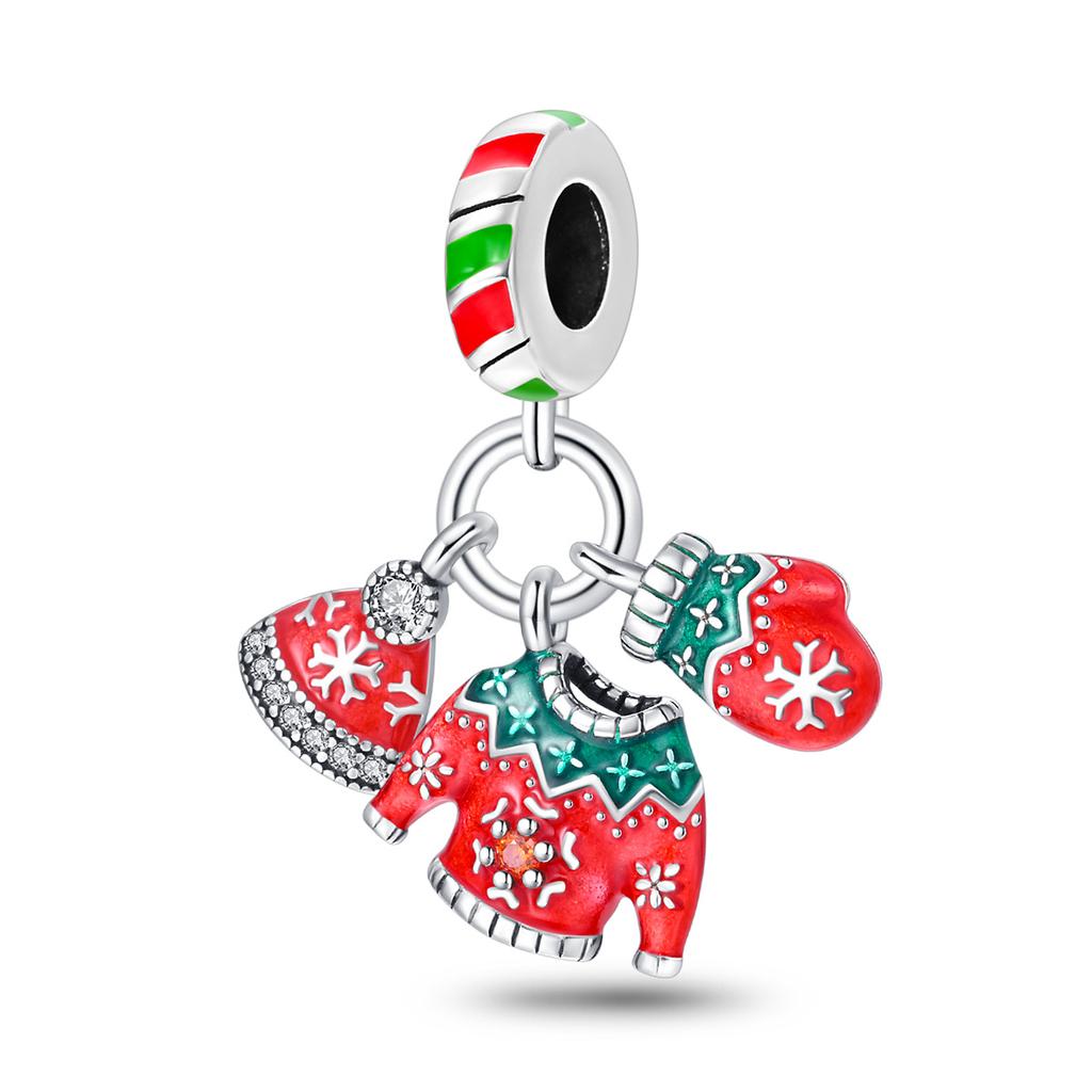 925 Silver Accessories Pendant Bead Ornament Christmas Snowman DIY Bead Bracelet Necklace 2026