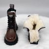 Fleece thickened large cotton boots for women, spring new warm fashion boots British thick-soled non-slip thick-heeled Martin boots