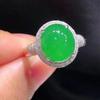 Vintage Fashion Diamond Silver 925 Inlaid Exquisite Natural Chalcedony Green Circular Rings for Women Charm Ring Wedding Jewelry